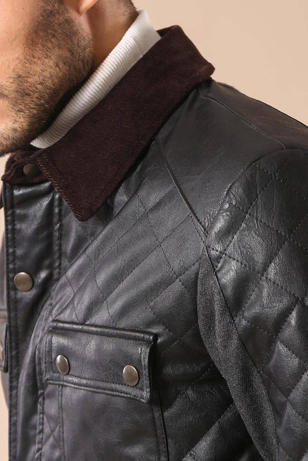 15535 Black Leather Look Jacket