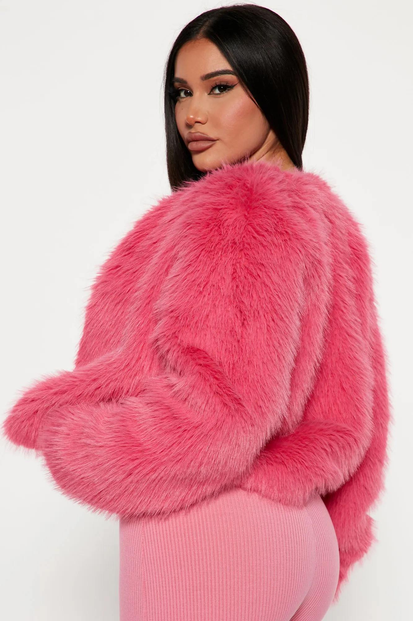 Always Together Faux Fur Jacket - Hot Pink