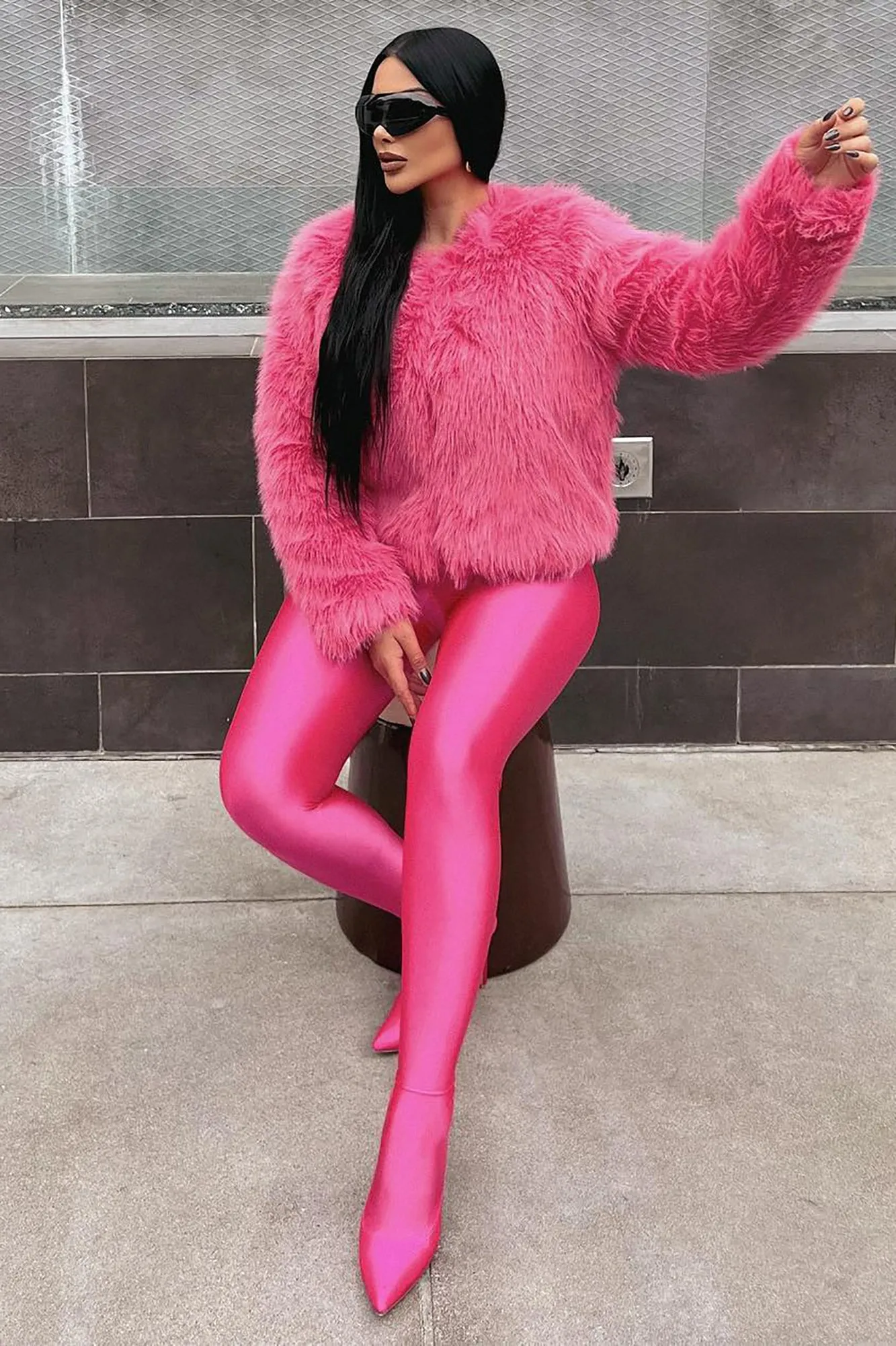 Always Together Faux Fur Jacket - Hot Pink