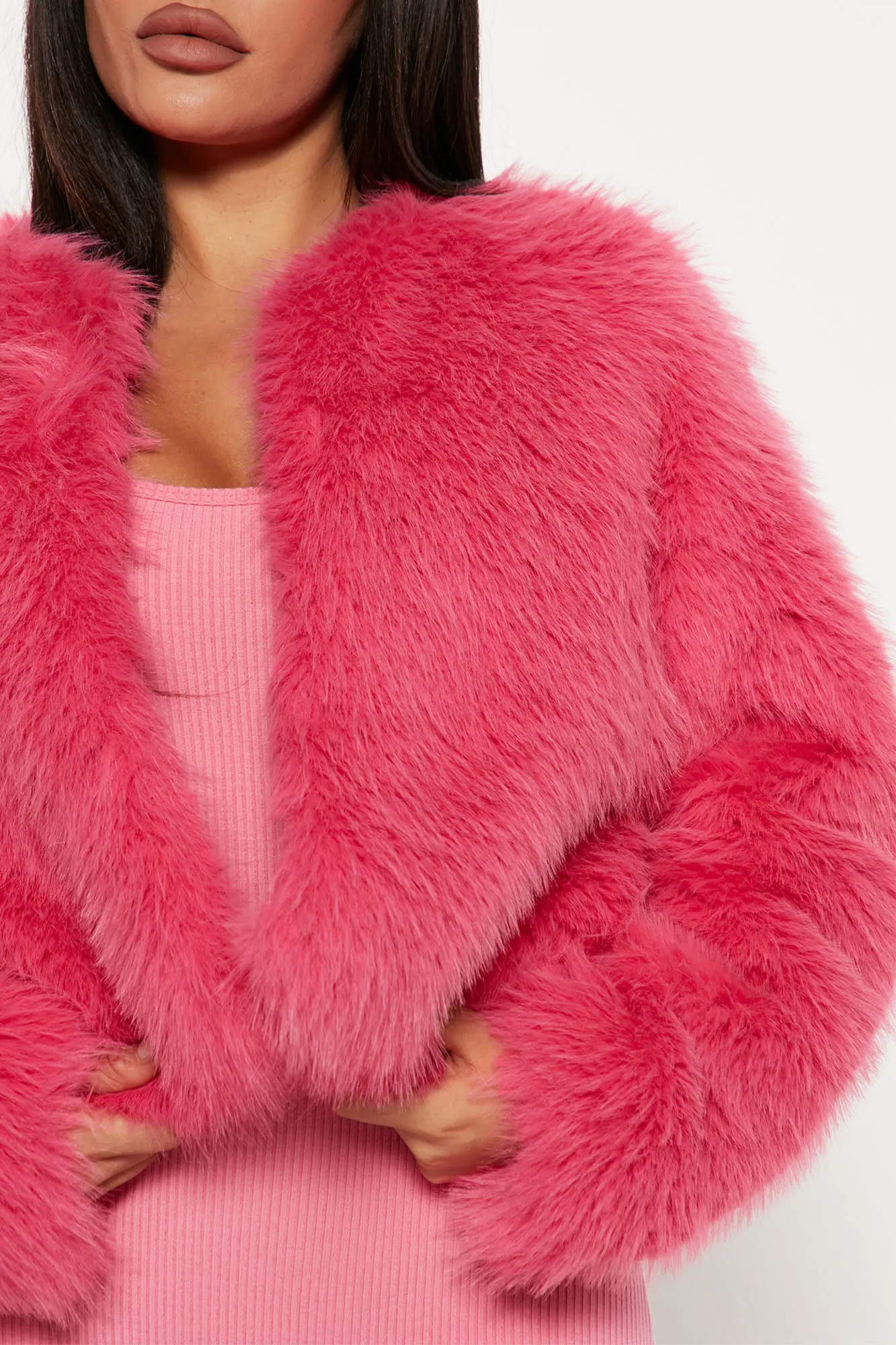 Always Together Faux Fur Jacket - Hot Pink