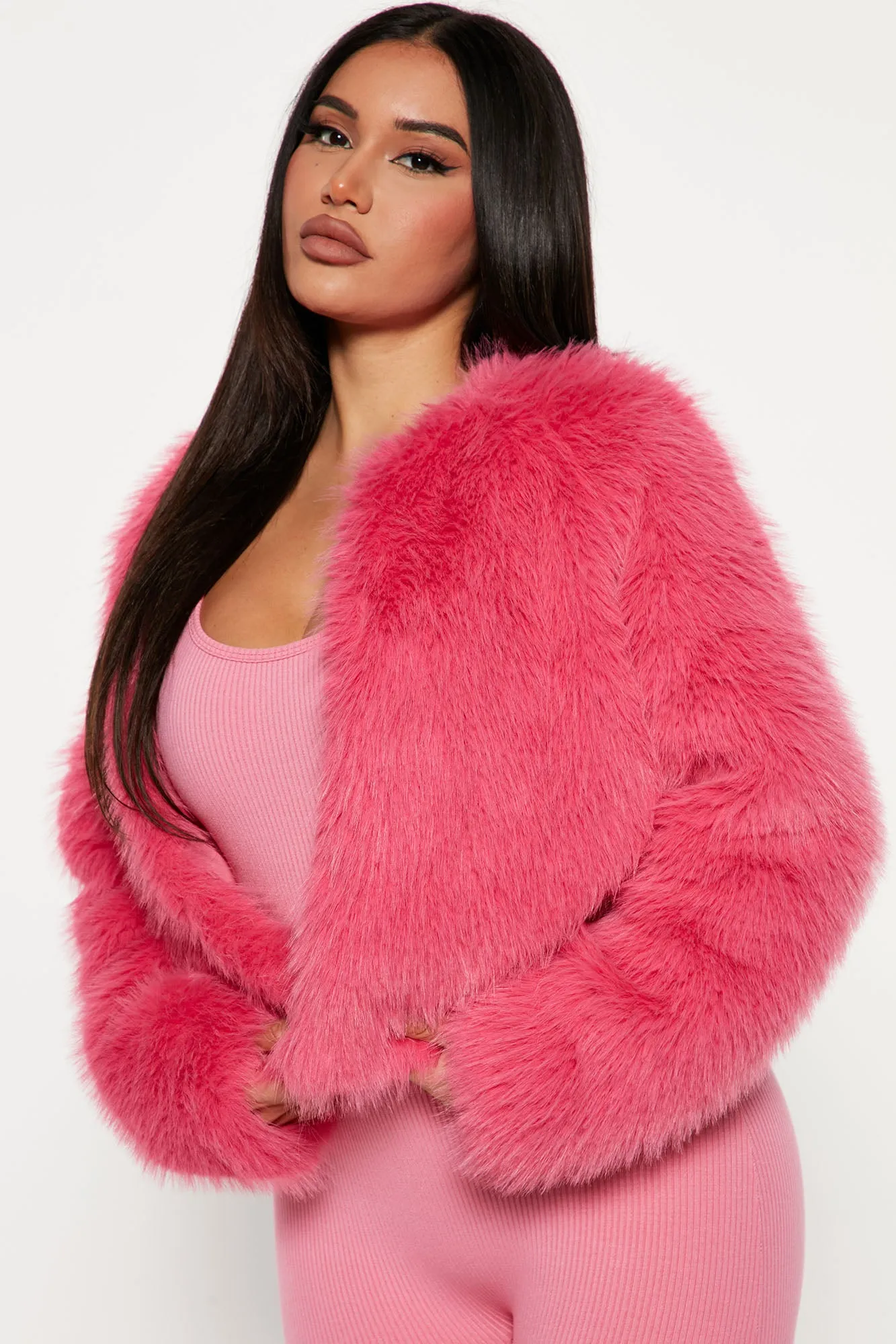 Always Together Faux Fur Jacket - Hot Pink