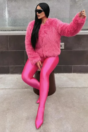 Always Together Faux Fur Jacket - Hot Pink
