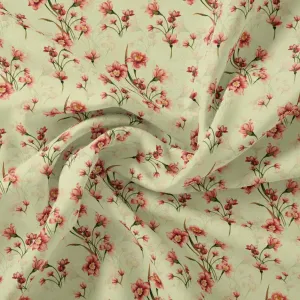 Beautiful Tiny Pink Chintz Digital Printed Fabric - Crepe