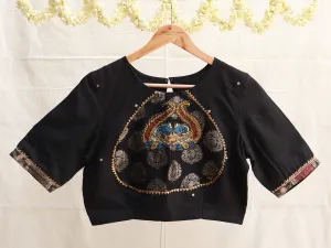 Black brocade, Kalamkari blouse