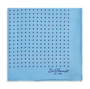 Blue and Navy Spot Printed Silk Pocket Square