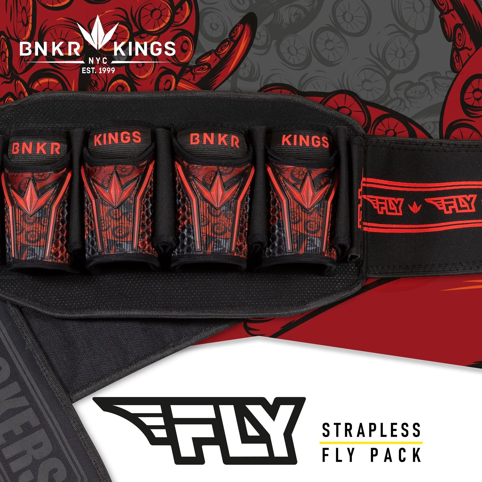 Bunker Kings Fly Pack 4 7 Harness - Red Tentacles