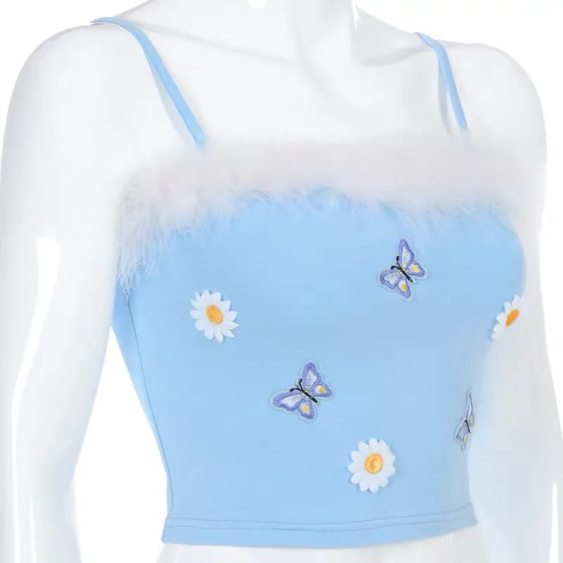 BUTTERFLY FLOWER EMBROIDERYSLING VEST BY22255