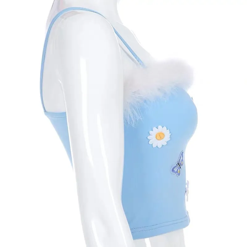BUTTERFLY FLOWER EMBROIDERYSLING VEST BY22255