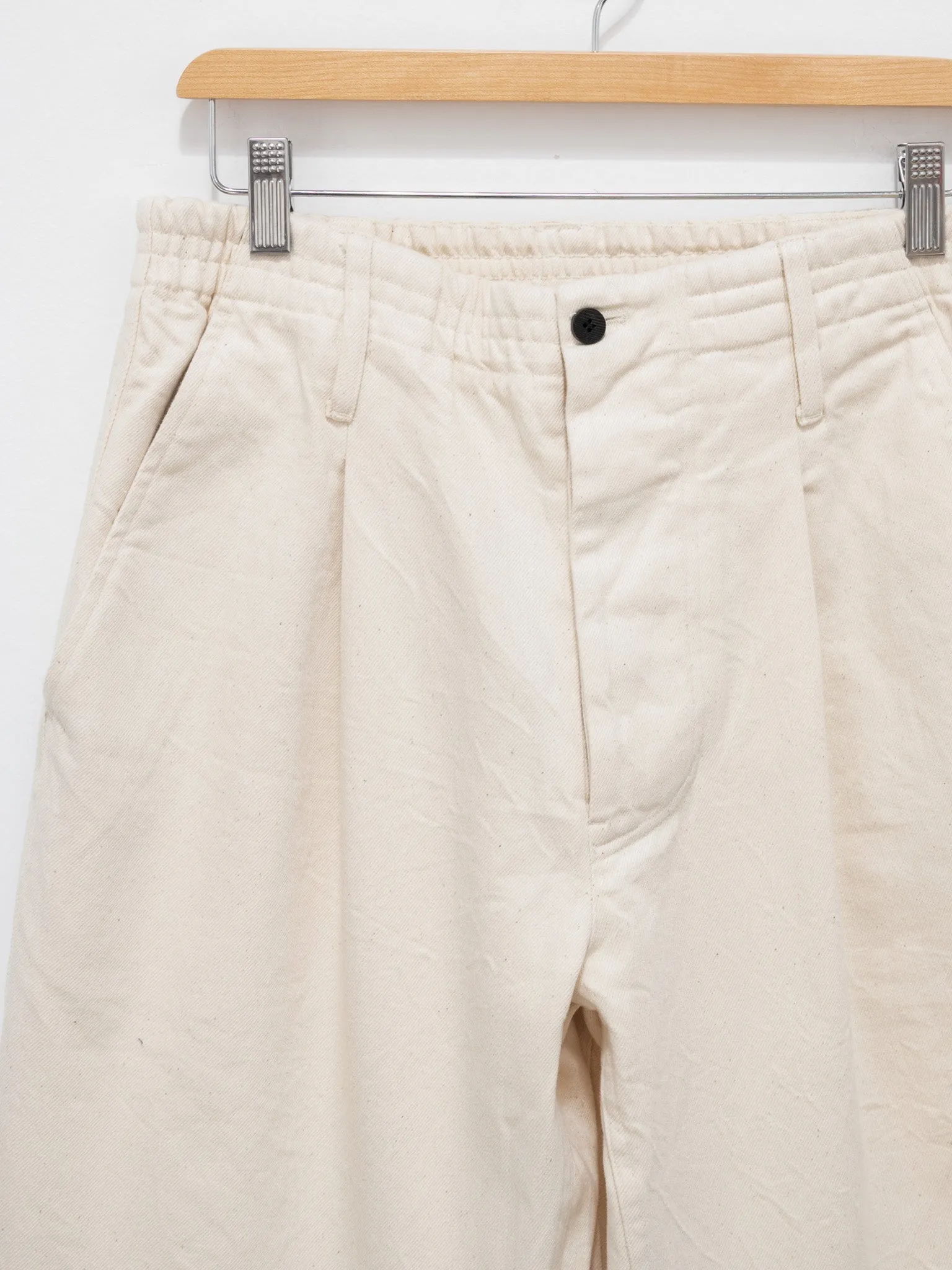 Cotton Denim Easy Pants - Off White