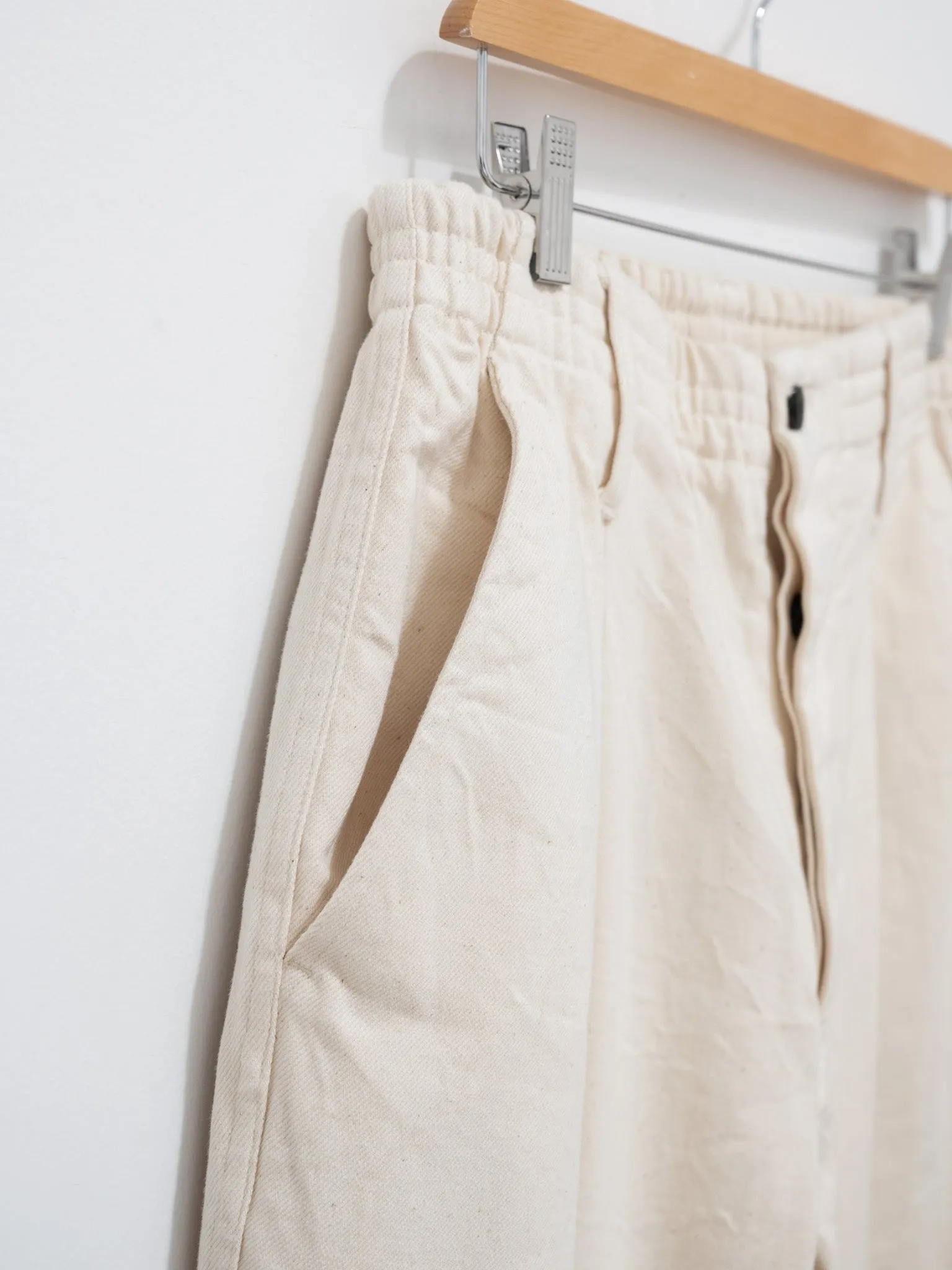 Cotton Denim Easy Pants - Off White