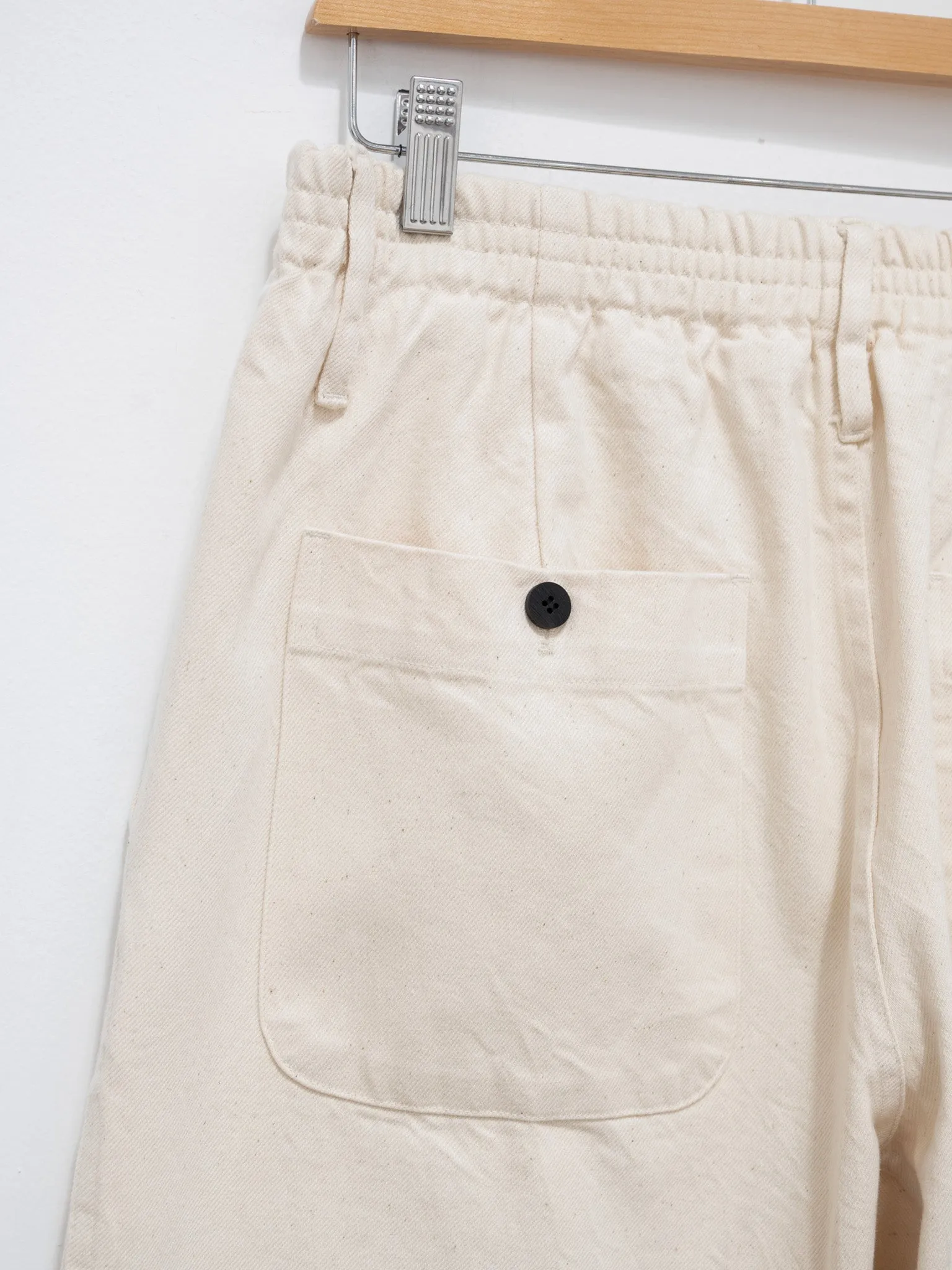 Cotton Denim Easy Pants - Off White