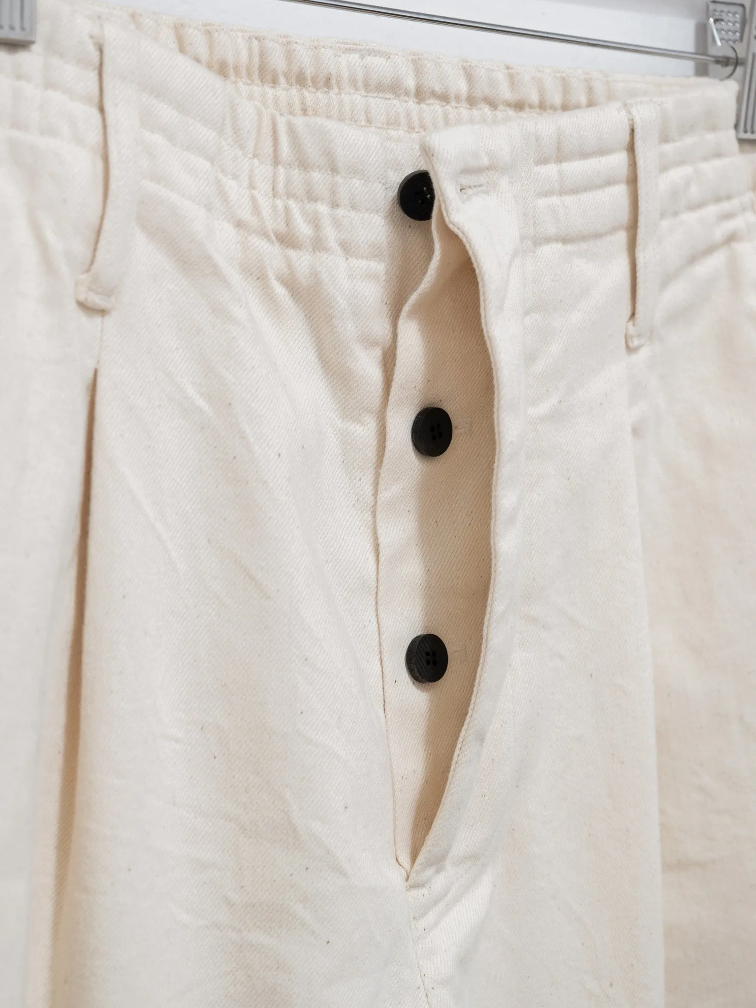 Cotton Denim Easy Pants - Off White
