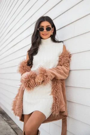 Diva Darling Camel Fur Trim Corduroy Jacket