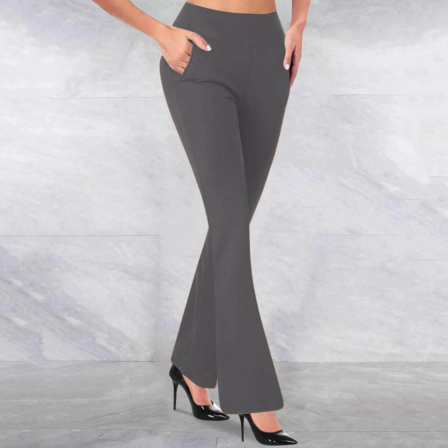 Dressy Casual Pants for Women Business Work Office Pants High Waist Athletic Workout Leggings Pants Flare Yoga Pants