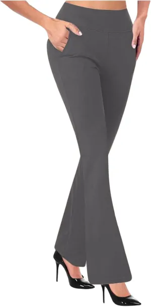 Dressy Casual Pants for Women Business Work Office Pants High Waist Athletic Workout Leggings Pants Flare Yoga Pants