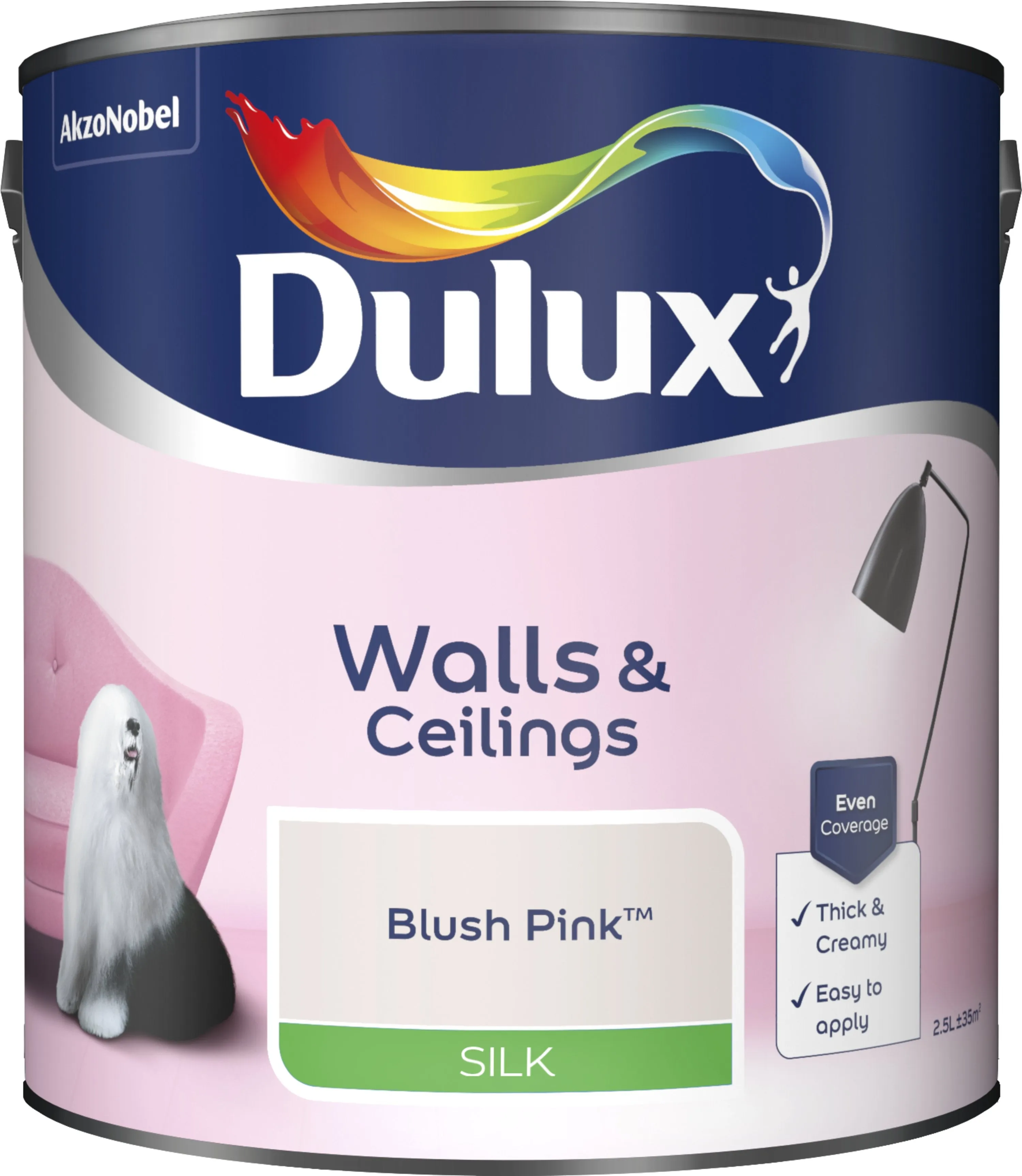 Dulux Silk Emulsion Paint For Walls And Ceilings - Blush Pink 2.5L
