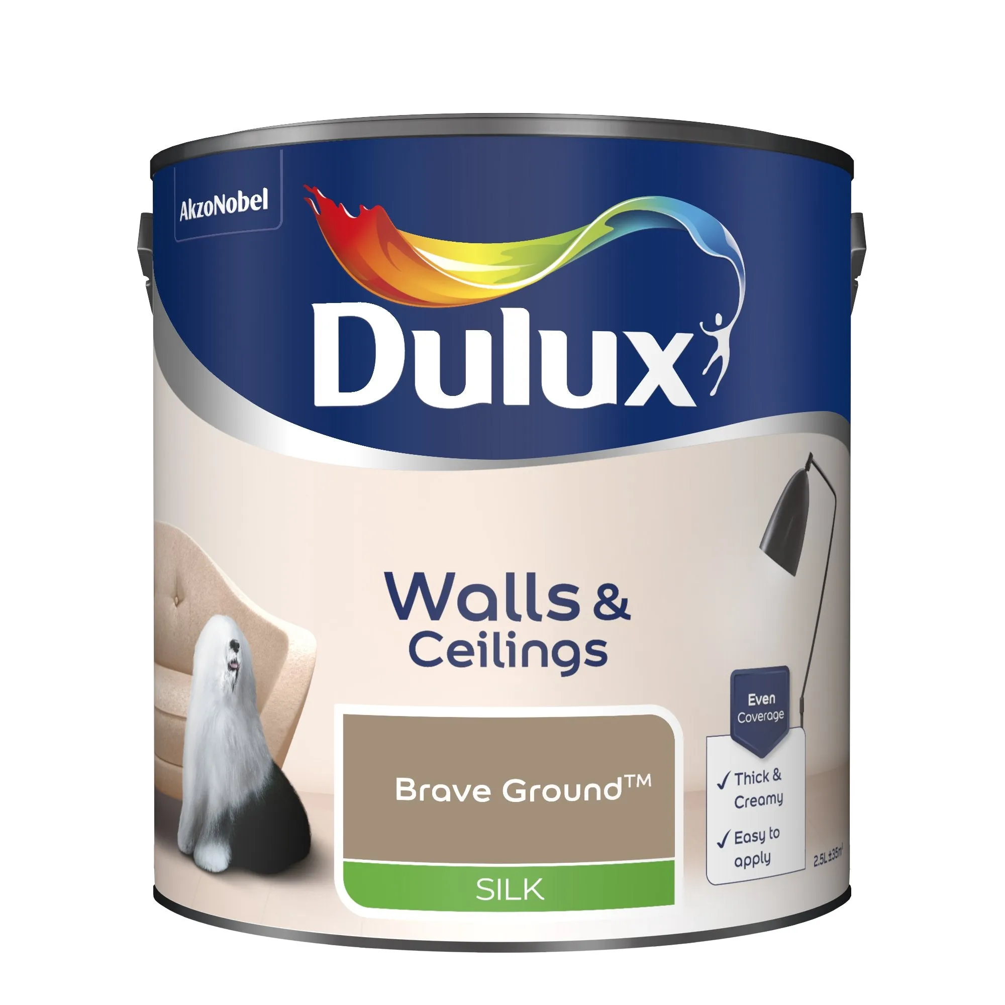 Dulux Silk Emulsion Paint For Walls And Ceilings - Brave Ground 2.5L