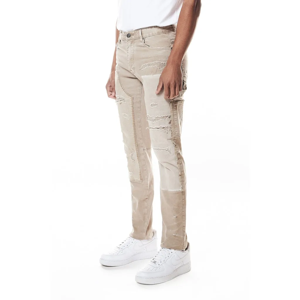 Easy Slim Mixed Media Double Knee Twill Pants