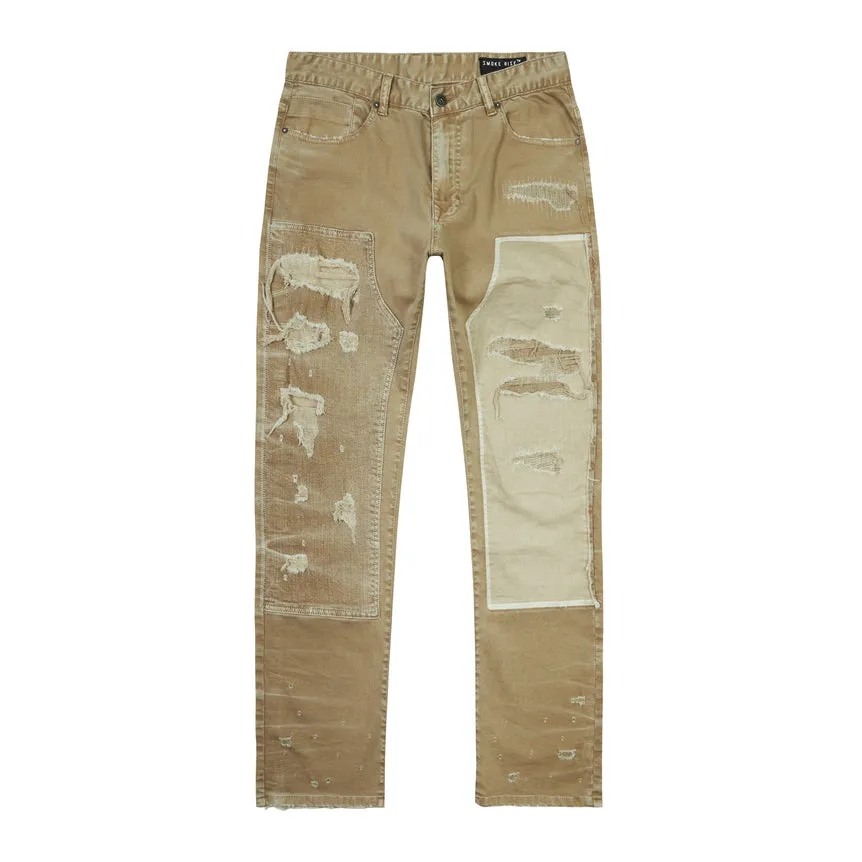 Easy Slim Mixed Media Double Knee Twill Pants