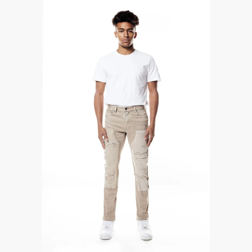 Easy Slim Mixed Media Double Knee Twill Pants