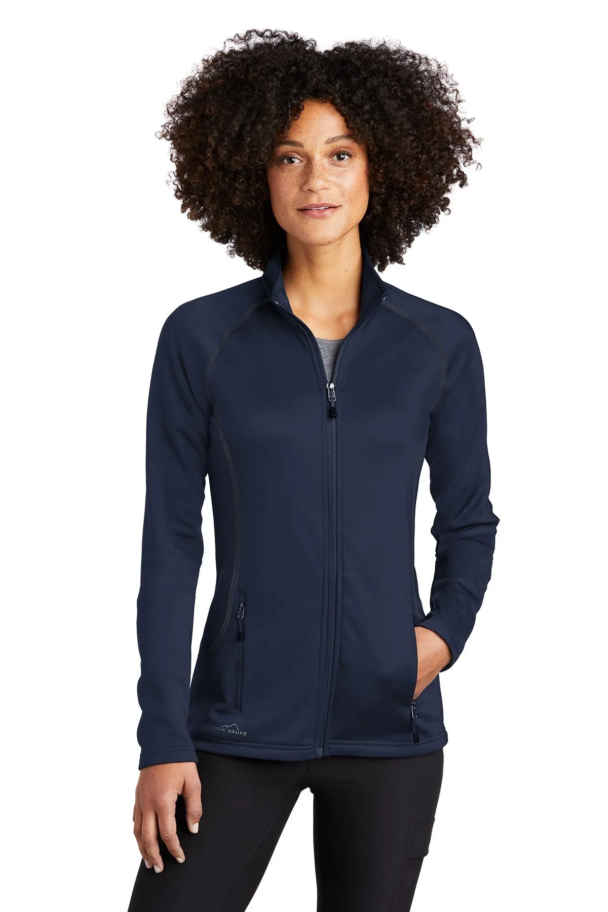 Eddie Bauer Ladies Smooth Fleece Custom Layer Jackets, River Blue Navy