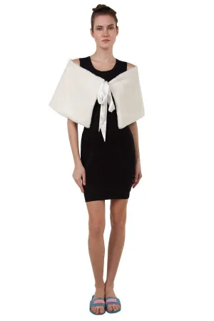 Faux Fur Tie Stole White
