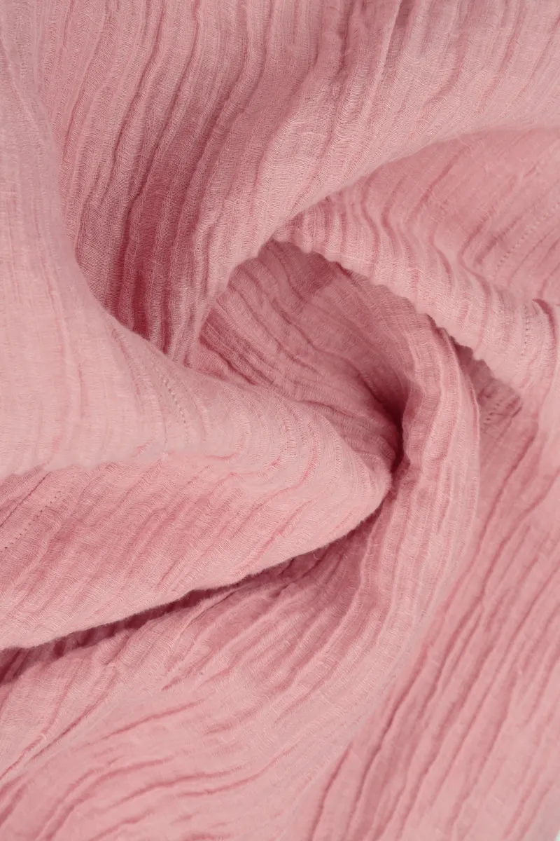 Flared Crinkled Powder Pink Silk Tunic