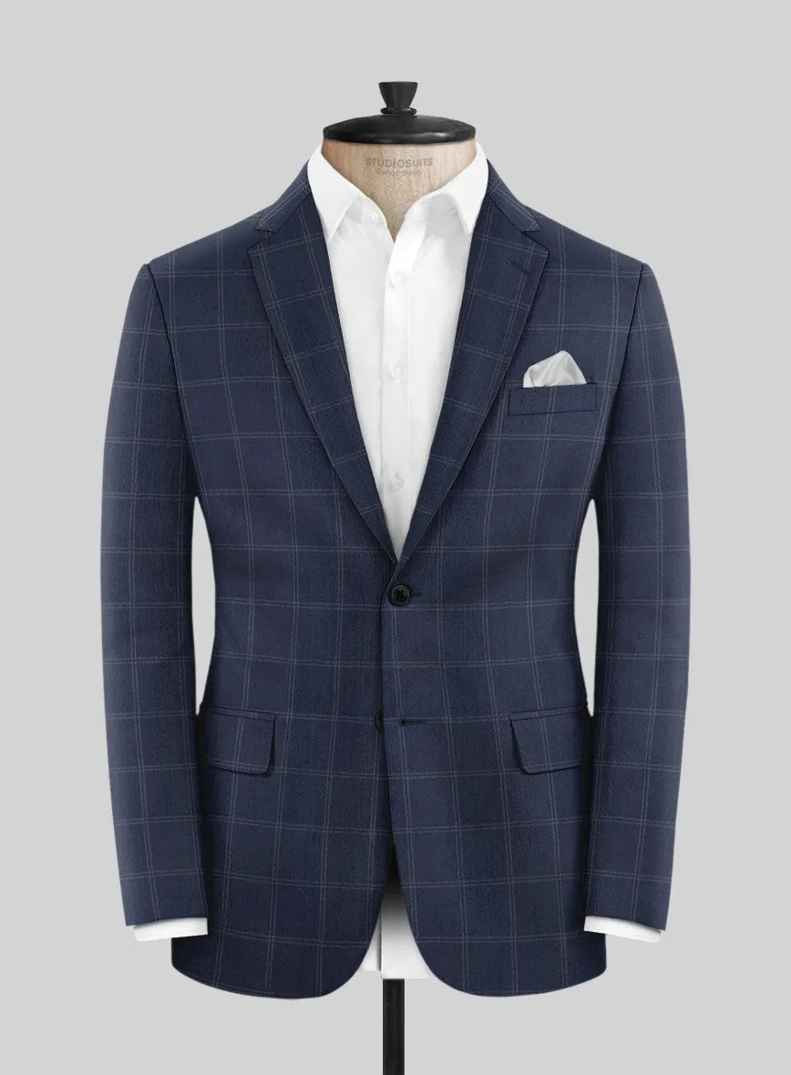 Hardy Minnis Blue Windowpane Wool Jacket