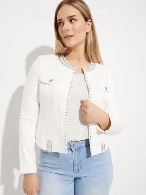 Joseph Ribkoff White Studded Pleather Jacket 232902 1761