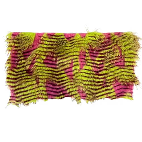 Lime Green | Fuchsia Porcupine Feather Faux Fur Fabric