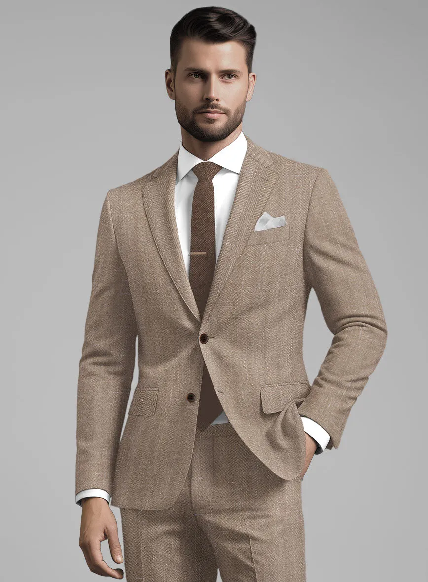London Loom Brown Herringbone Wool Silk Linen Jacket
