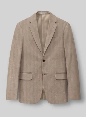 London Loom Brown Herringbone Wool Silk Linen Jacket