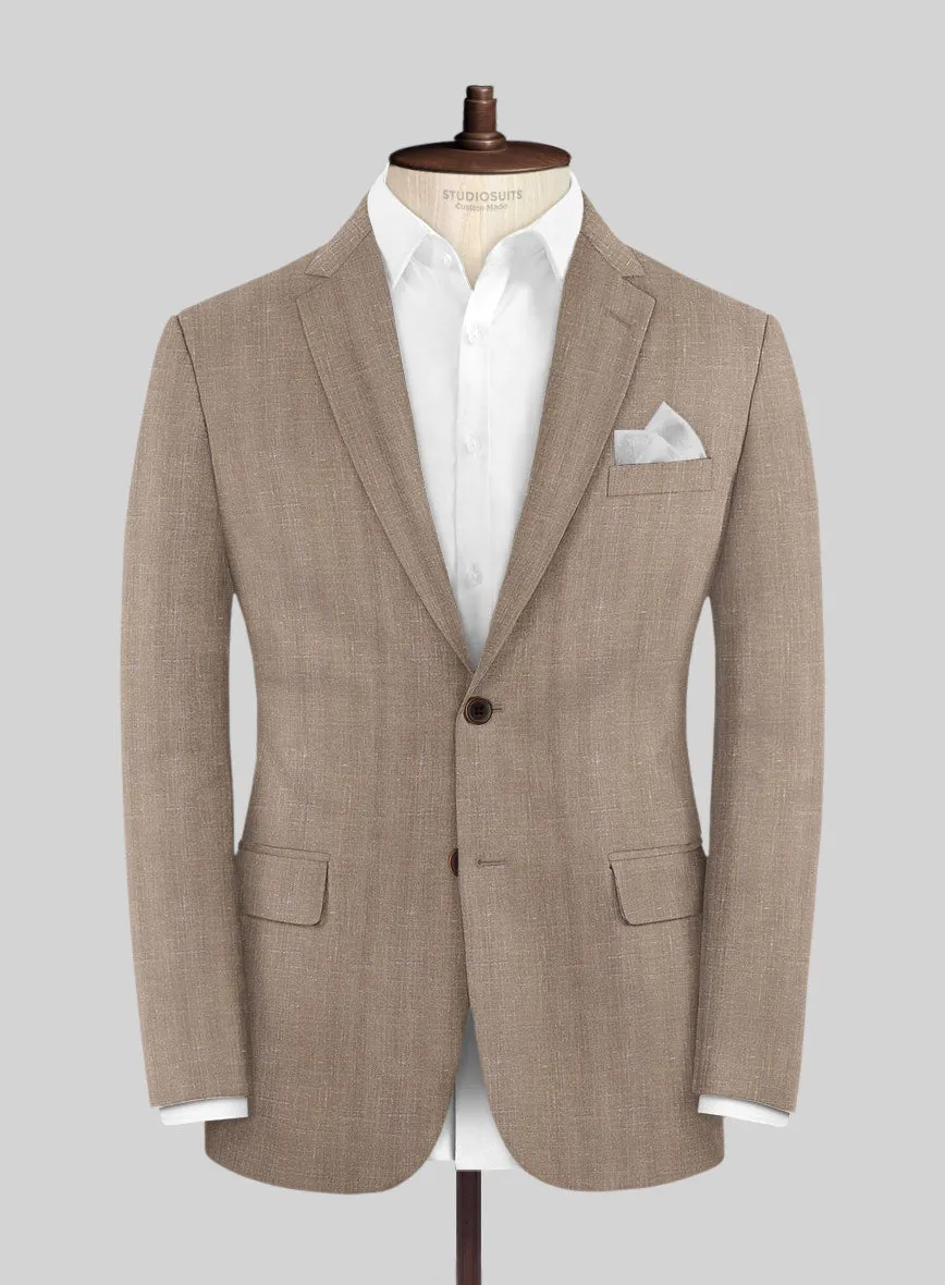 London Loom Brown Herringbone Wool Silk Linen Jacket