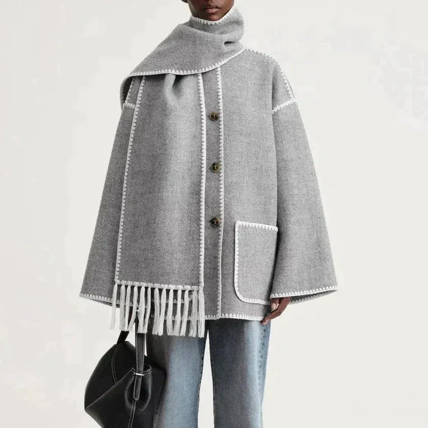 Lucy  - WOOL COAT WITH SCARF