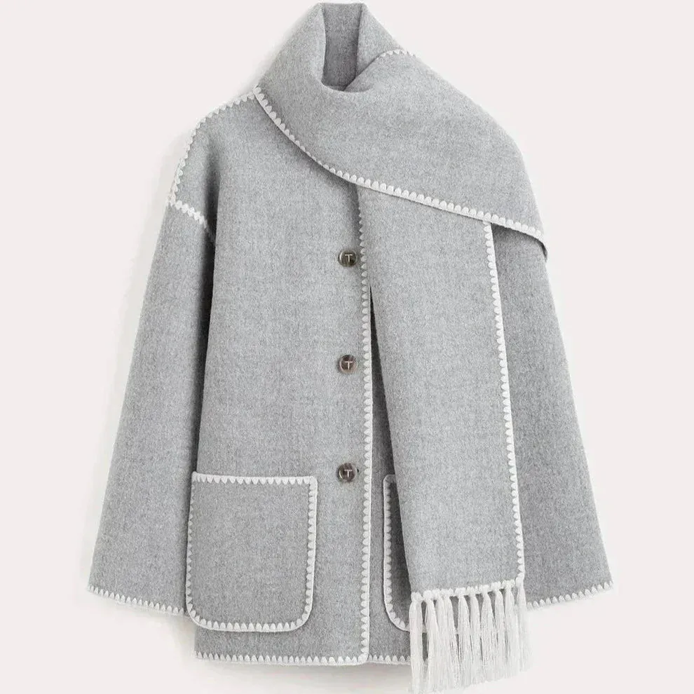 Lucy  - WOOL COAT WITH SCARF