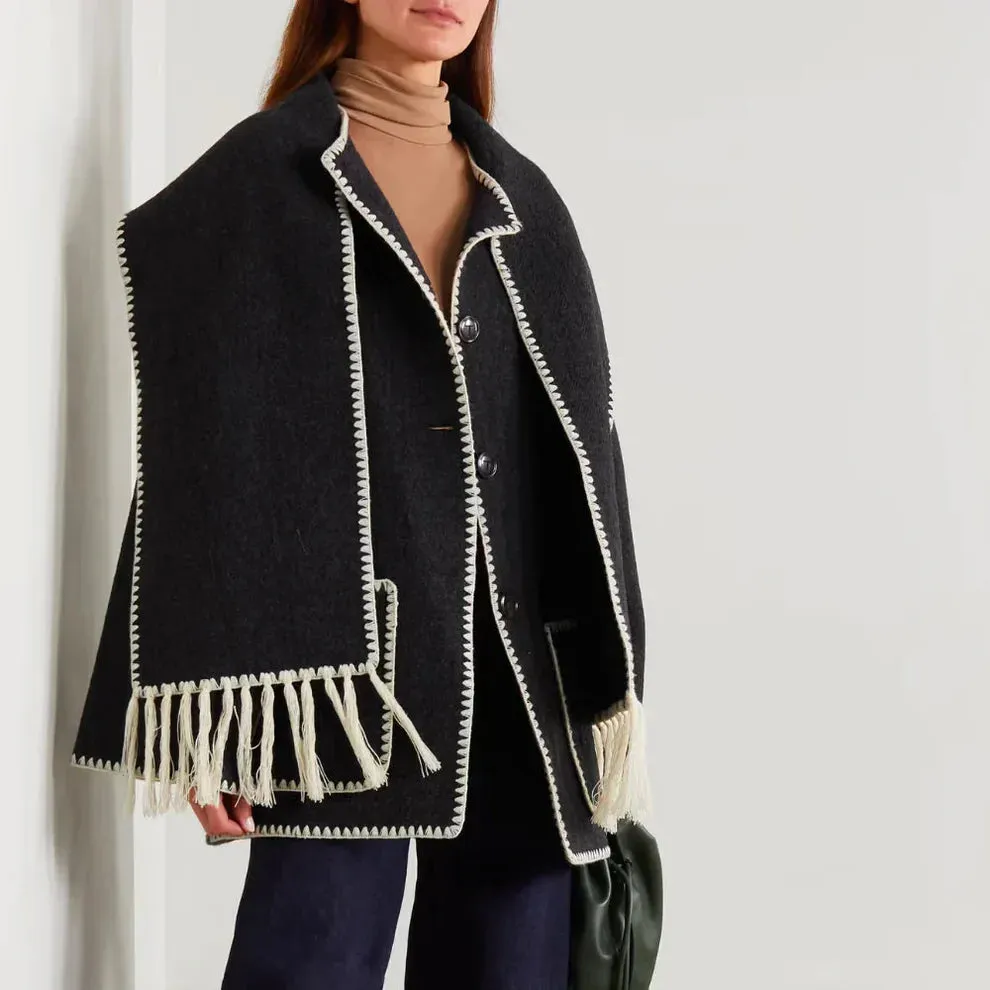 Lucy  - WOOL COAT WITH SCARF