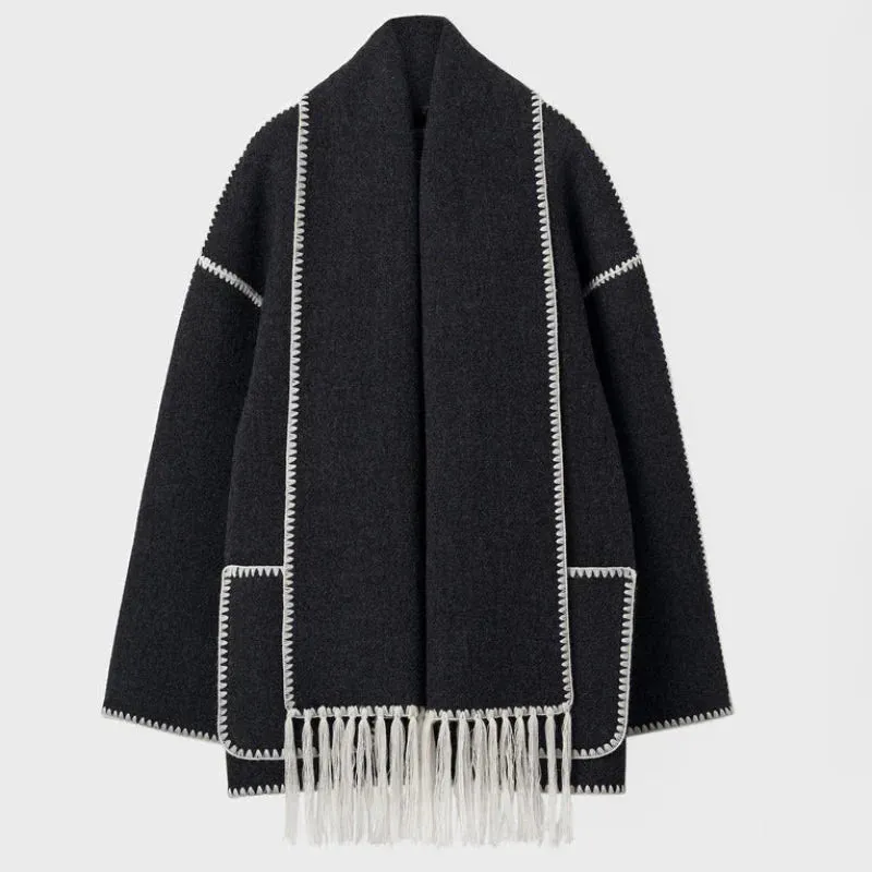 Lucy  - WOOL COAT WITH SCARF