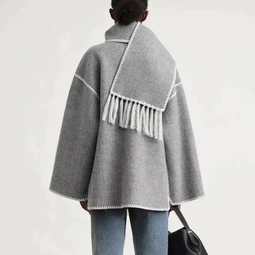 Lucy  - WOOL COAT WITH SCARF