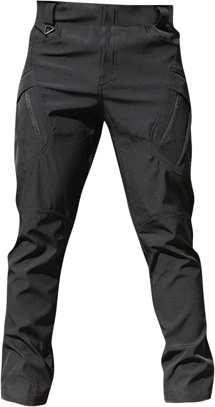 Mens Casual Hiking Pants with Zipper Pockets Lightweight Cotton Outdoor Tactical Pants for Men