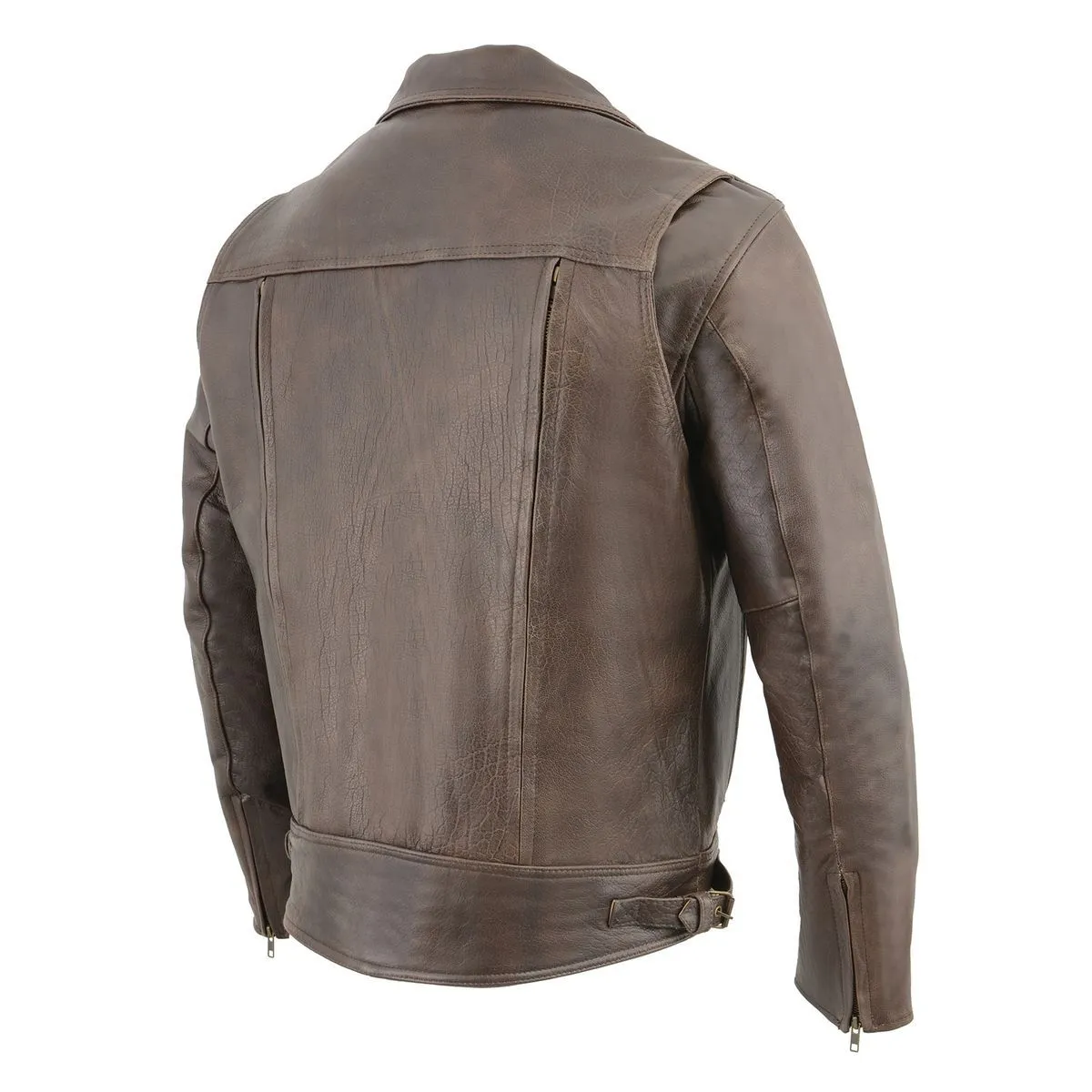 Milwaukee Leather MLM1522 Men's Vented Retro Brown Leather Motorcycle Jacket
