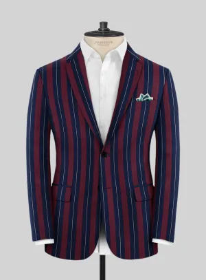 Napolean Izzaro Stripe Garnet Blue Wool Jacket