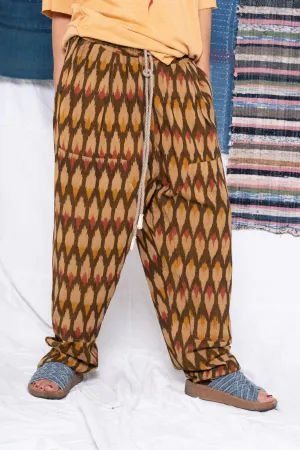 P70 Pleated Easy Pant Cotton Feather Ikat Fabric - Uneven Dye