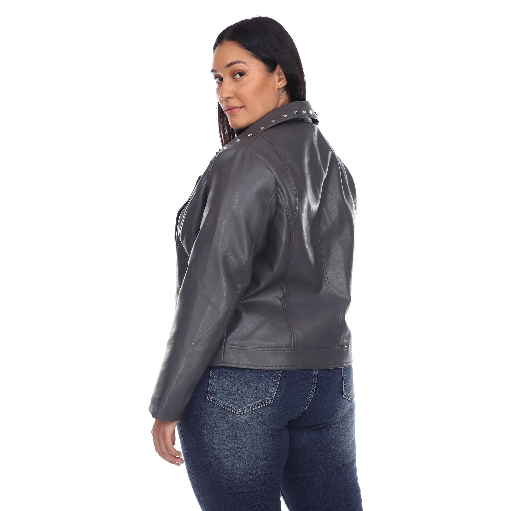 PU Faux Leather Jacket - Plus