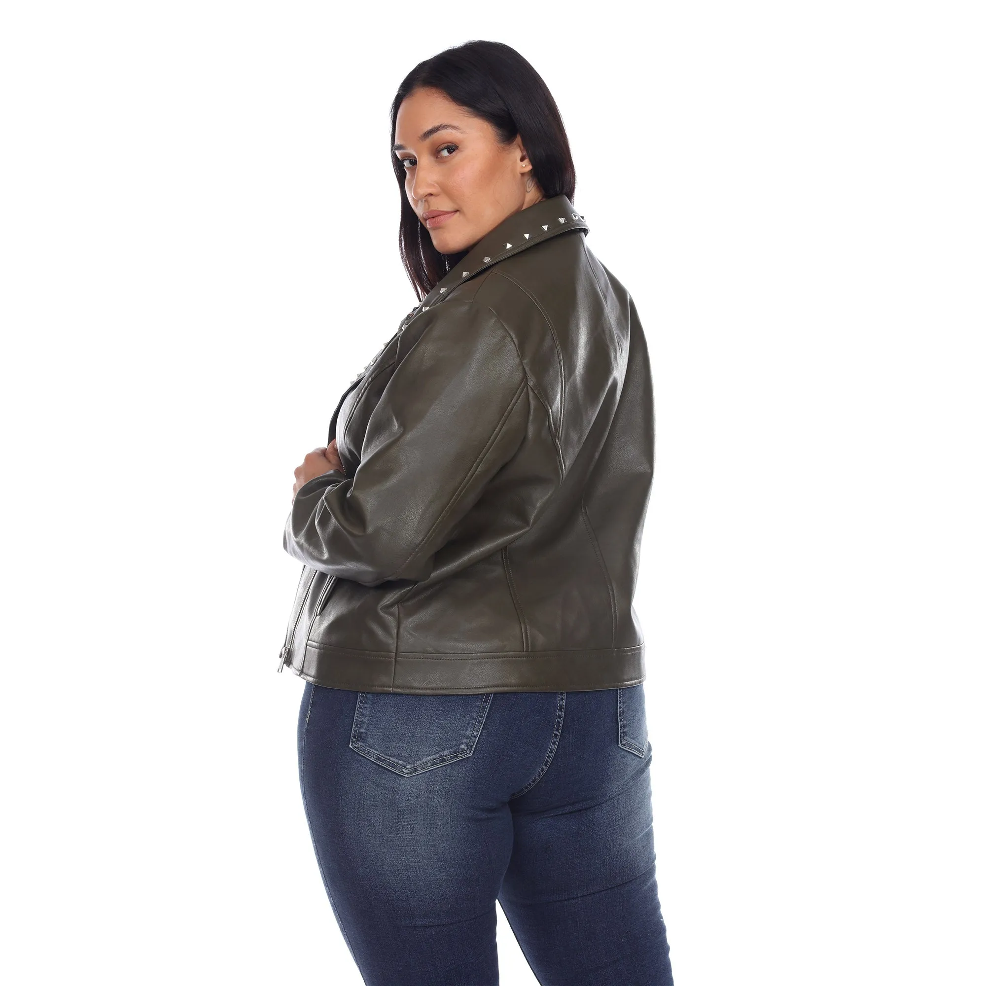 PU Faux Leather Jacket - Plus