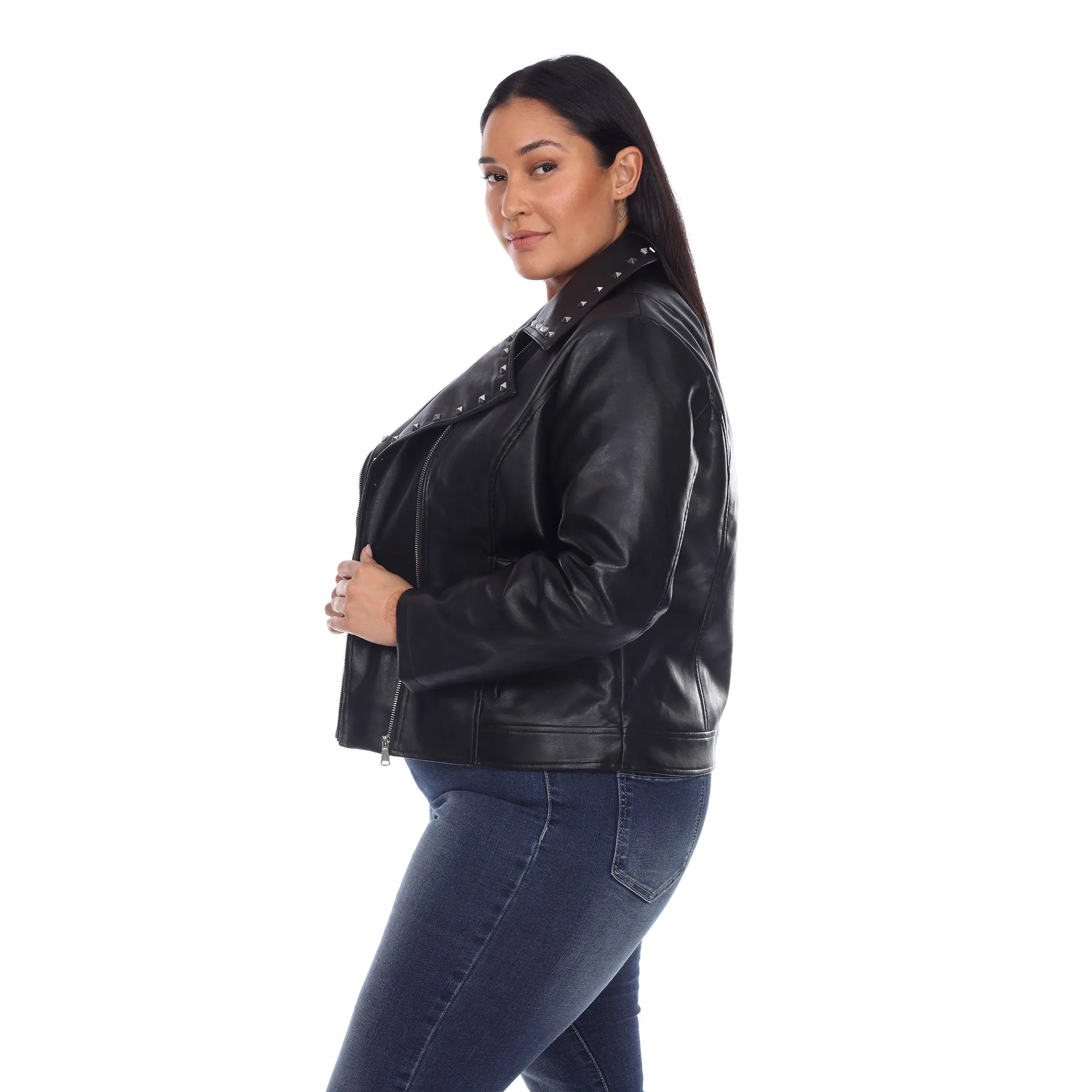 PU Faux Leather Jacket - Plus
