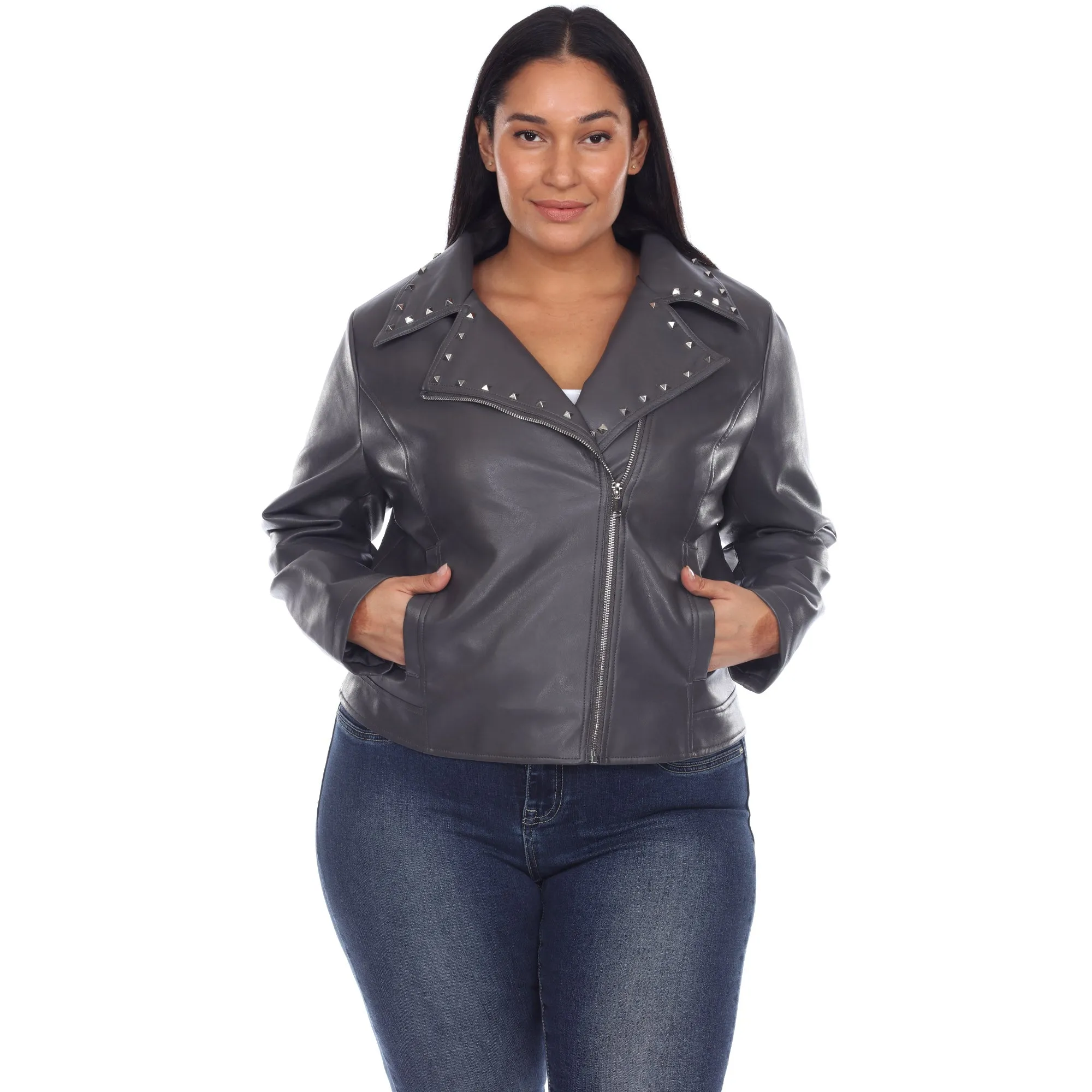 PU Faux Leather Jacket - Plus