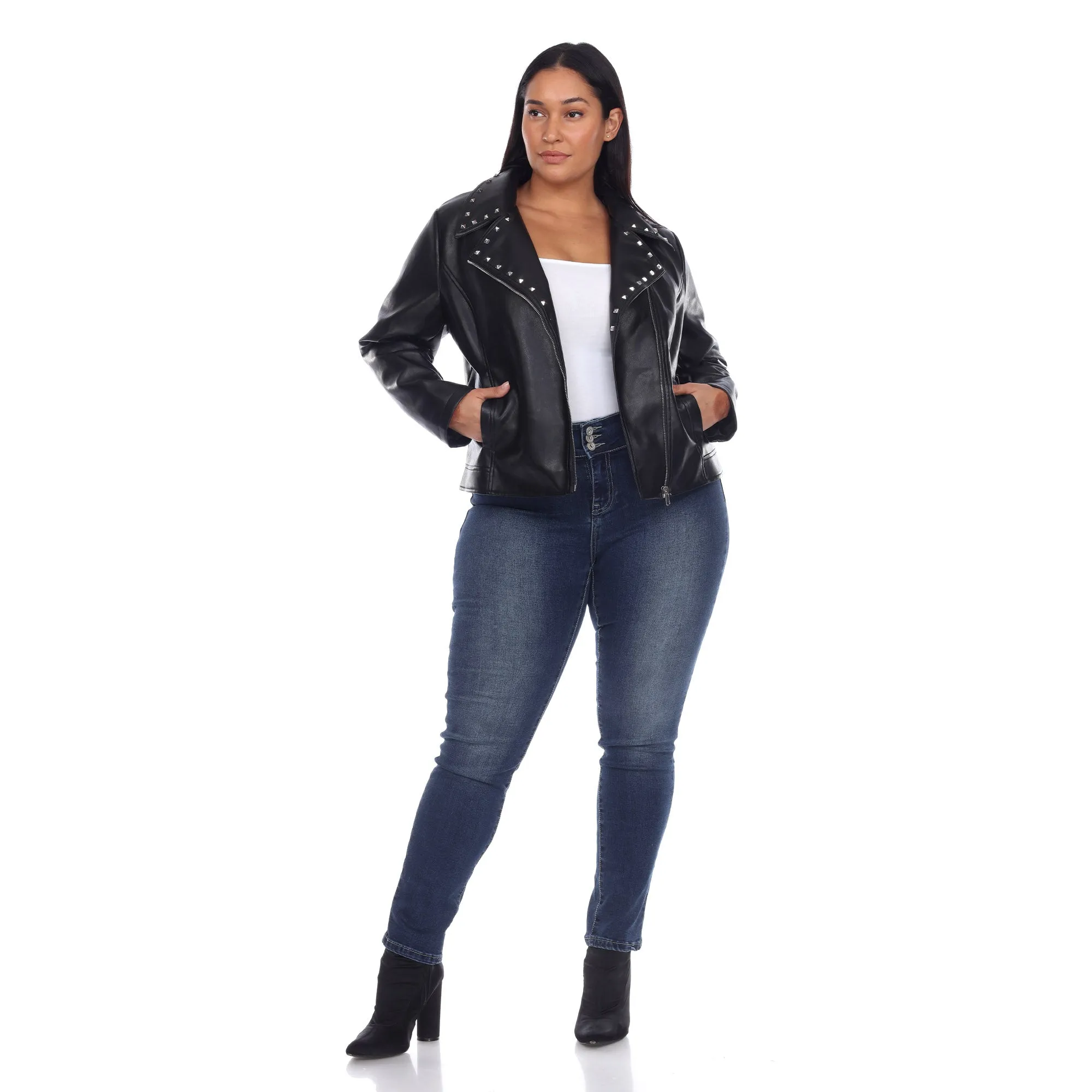 PU Faux Leather Jacket - Plus