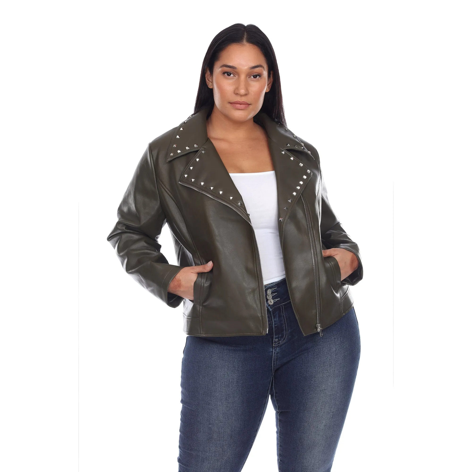 PU Faux Leather Jacket - Plus