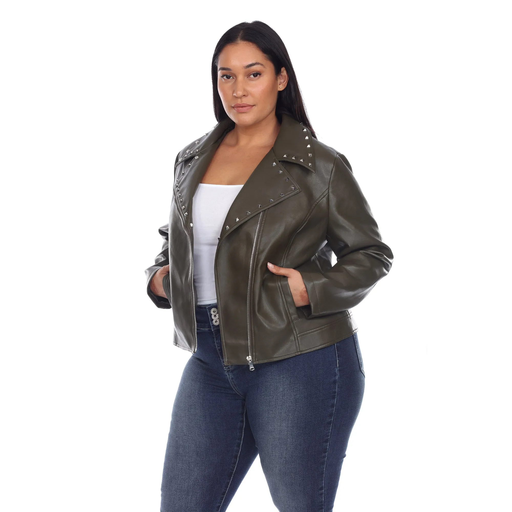 PU Faux Leather Jacket - Plus