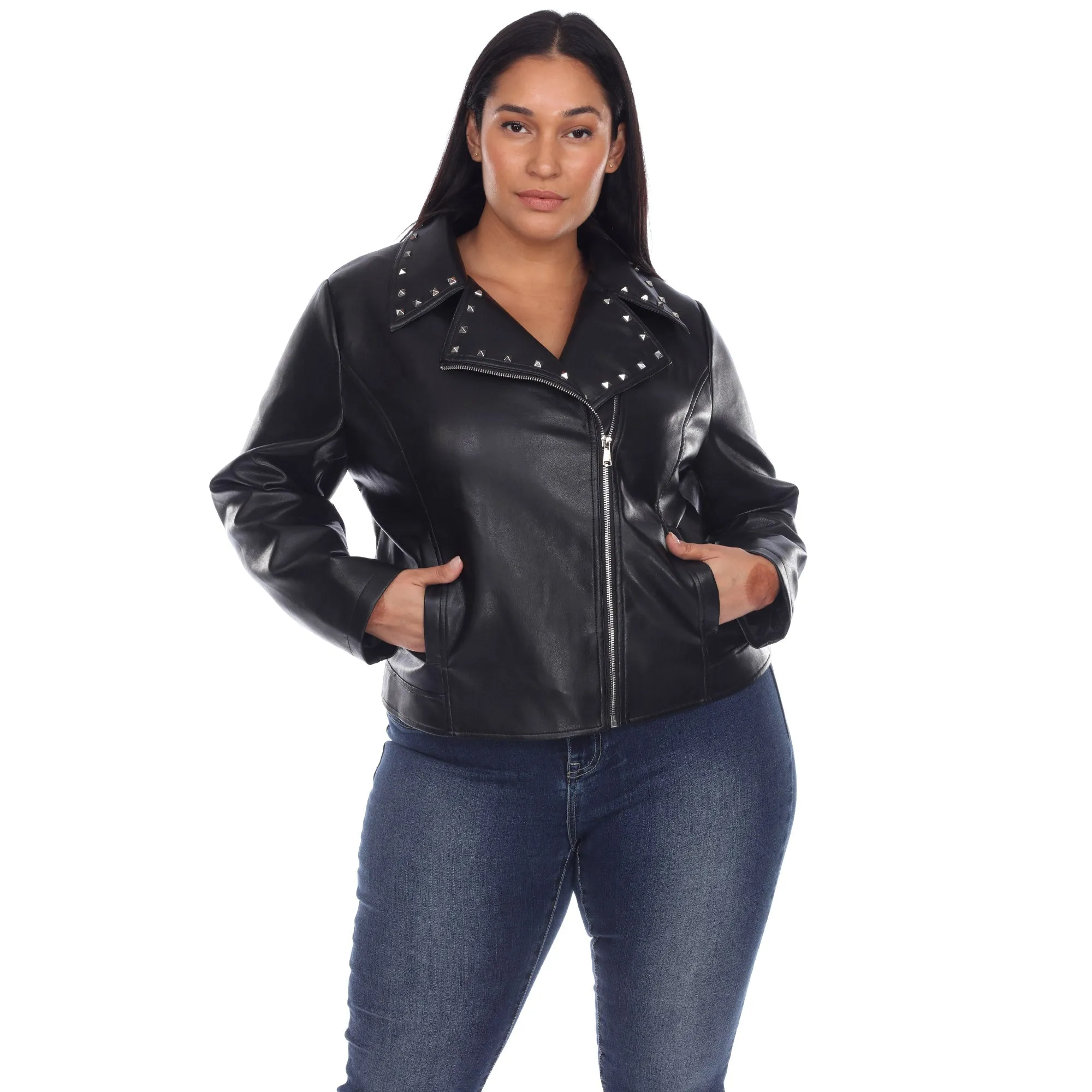 PU Faux Leather Jacket - Plus